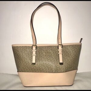 CALVIN KLEIN BLUSH MONOGRAM LOGO TOTE PURSE